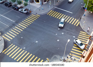 Singapore - July 04, 2013: Top View Of A City Intersection