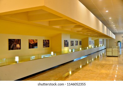 Singapore - July 31st 2018: Reception Area Of The Pan Pacific Hotel In Marina Bay