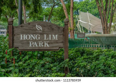 Singapore - June 10, 2018: Hong Lim Park With Speakers Corner  In Hong Lim Park Signs