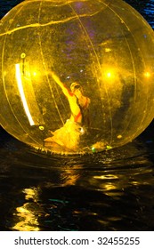 SINGAPORE - JUNE 19: Dance Performance In Giant Plastic Bubble Floating On River At The Singapore River Festival Held On 19 Jun 2009, In Singapore.