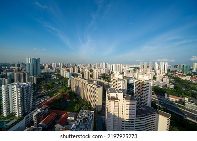 Singapore - June 2021: Cityview Of Singapore Central And Residencial Area At Daytime. 