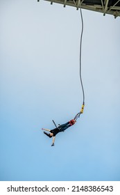 Singapore - Mar 4, 2022 : Bungee Jump Off  The 50 Meter High Skypark Sentosa Bungy Tower In Singapore.