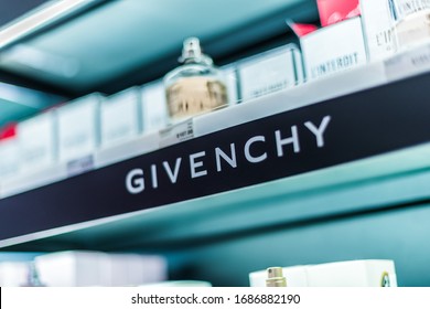 SINGAPORE - MAR 5, 2020: Bottles Of Perfume By Givenchy On A Store Shelf