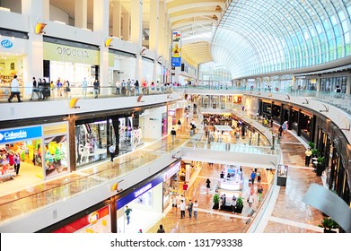 SINGAPORE - MARCH 08: Shopping mall at Marina Bay Sands Resort on March 08, 2013 in Singapore. It is billed as the world's most expensive standalone casino property at S$8 billion