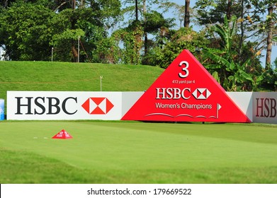 SINGAPORE - MARCH 2: Hole 3 Tee Box At HSBC Women's Champions At Sentosa Golf Club Serapong Course March 2, 2014 In Singapore