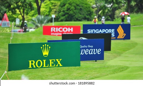 SINGAPORE - MARCH 2: Sponsor Boards At HSBC Women's Champions At Sentosa Golf Club Serapong Course March 2, 2014 In Singapore