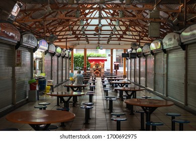 Singapore - March 2020: Image of Maxwell Hawker centre. Hawker centre is an open-air complex mainly serve multinational food and drinks in Singapore.