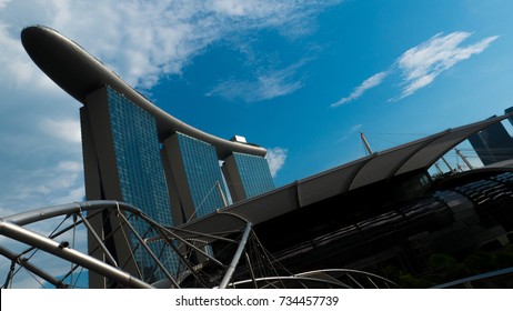 Singapore, Singapore - March 21, 2017 : Marina Bay Sands Singapore From Low Angle Shot