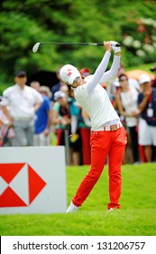 SINGAPORE - MARCH 3: Korean Na Yeon Choi Teeing Off During HSBC Women's Champions At Sentosa Golf Club Serapong Course March 3, 2013 In Singapore