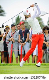 SINGAPORE - MARCH 3: Korean Na Yeon Choi Teeing Off During HSBC Women's Champions At Sentosa Golf Club Serapong Course March 3, 2013 In Singapore