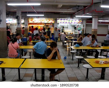 Singapore, March 6, 2016: Typical Singapore Food Court Or Hawker