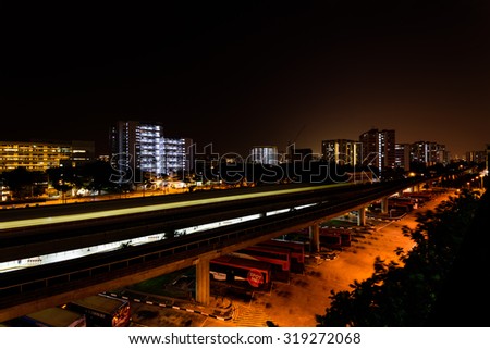 Singapore Mass Rapid Transit (MRT) Station in Eunos Area at night
