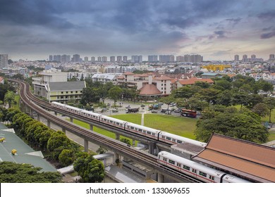 Singapore Mass Rapid Transit Station In Eunos Area At Sunset