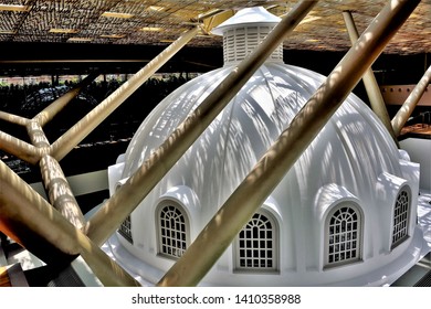 Singapore - May 15 2019: Interior Of South East Asian Gallery Of National Gallery Singapore With Strong Design Elements And Sunlight