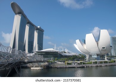 Singapore- May 15, 2022: Marina Bay Sands and ArtScience Museum in Singapore. It is the famous attraction in Singapore.