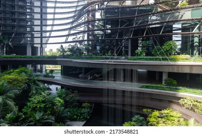 Singapore - May 22, 2022: Green Open Space View At Marina One.