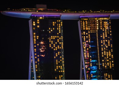 SINGAPORE - MAY 27, 2018: Close Up Roof Top Of Marina Bay Sands Hotel In Singapore.