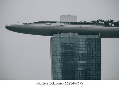 SINGAPORE - MAY 29, 2018: Close Up Roof Top Of Marina Bay Sands Hotel In Singapore.