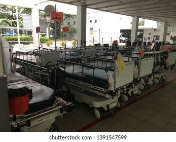 Singapore - May 4,2019 : Patient Bed In A Bay Waiting For Clean Up To Prevent Hospital Acquired Infection