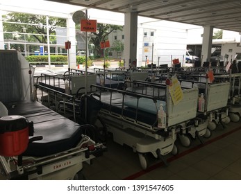 Singapore - May 4,2019 : Patient Bed In A Bay Waiting For Clean Up To Prevent Hospital Acquired Infection