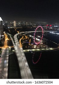 Singapore Night Life With Black Background And Colourfull Lights