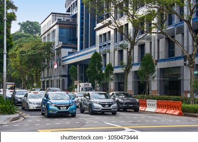 SINGAPORE - NOBEMBER 28, 2017: City Traffic Jam