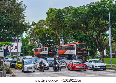 SINGAPORE - NOBEMBER 28, 2017: City Traffic Jam