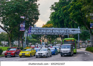 SINGAPORE - NOBEMBER 28, 2017: City Traffic Jam