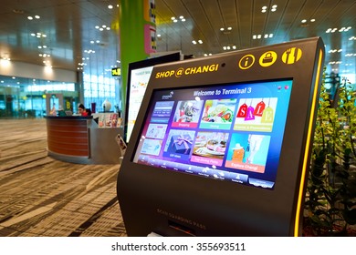 SINGAPORE - NOVEMBER 04, 2015: interior of Changi Airport. Singapore Changi Airport, is the primary civilian airport for Singapore, and one of the largest transportation hubs in Southeast Asia