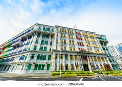 SINGAPORE - NOVEMBER 25, 2016: The Old Hill Street Police Station Is A Historic Building. It Houses The Ministry Of Culture, Community And Youth And The Ministry Of Communications And Information.