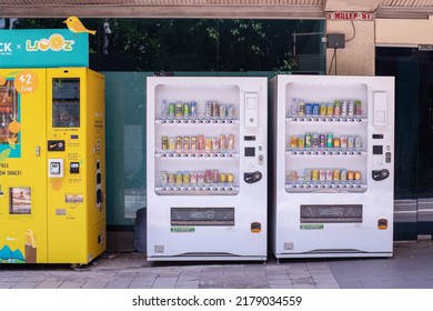 Singapore, October 19, 2021. Bras Basah, Smart Vending Machines 