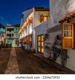 Singapore - October 2020: Nightscape Of Club Street. Club Street Is A Street Located In Chinatown Within The Outram Planning Area In Singapore.