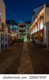 Singapore - October 2020: Nightscape Of Club Street. Club Street Is A Street Located In Chinatown Within The Outram Planning Area In Singapore.