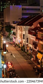 Singapore - October 2020: Nightscape Of Club Street. Club Street Is A Street Located In Chinatown Within The Outram Planning Area In Singapore.