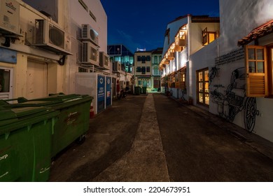 Singapore - October 2020: Nightscape Of Club Street. Club Street Is A Street Located In Chinatown Within The Outram Planning Area In Singapore.