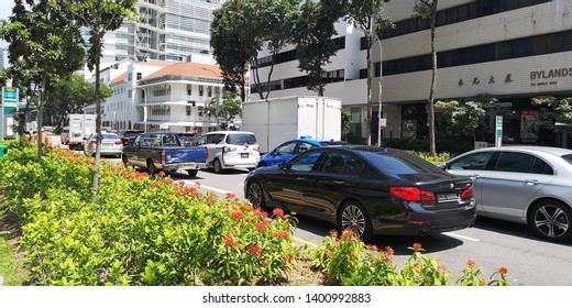 Singapore On May 18, 2018: Traffic Jam Was In The Lunch Time