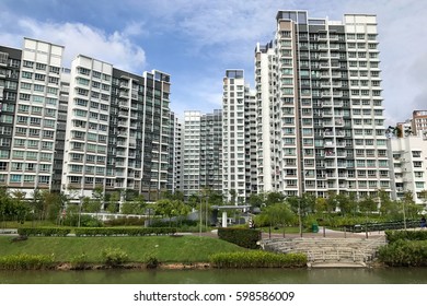 Singapore Public Housing Apartments in Punggol District, Singapore. Housing Development Board(HDB). Punggol is planning area and new town in North-East region of Singapore