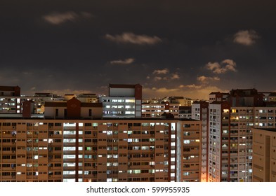 Singapore Public Housing, Urban Landscape Night HDB Flats