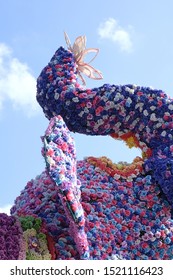 Singapore / The Republic Of Singapore - February 19th, 2018: Elephant Parade / Social Enterprise / Colorful Flower Elephant In Little India, Singapore