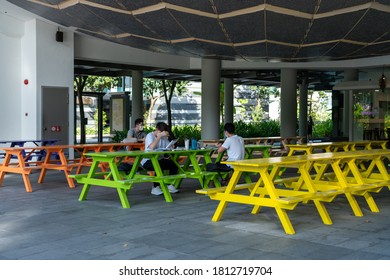 Singapore / September 10, 2020: Students At The Singapore Management University SMU Campus 