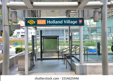 SINGAPORE, SEPTEMBER 2019: Entrance To Holland Village MRT Station On The Circle Line