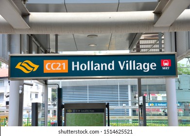 SINGAPORE, SEPTEMBER 2019: Entrance To Holland Village MRT Station On The Circle Line