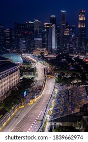 Singapore - September 2019: Singapore Night View At The Night Of Formula One Night Race.