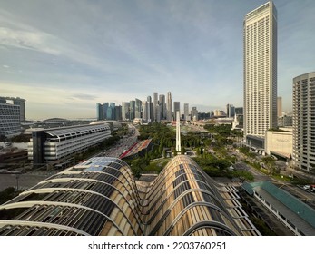 Singapore - September 4 2022: Aerial View From The JW Marriott Singapore South Beach Hotel Over Esplanade And Downtown