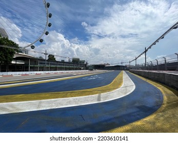 Singapore - September 4 2022: The Formula 1 Singapore Grand Prix Race Track Under Construction