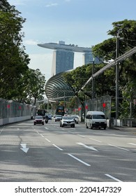 Singapore - September 4 2022: The Formula 1 Race Track Is Being Set Up For The 2022 Grand Prix