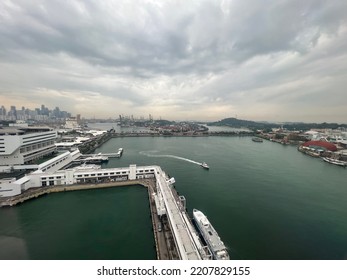 Singapore - September 5 2022: Aerial View Over Siloso Beach On Sentosa Island