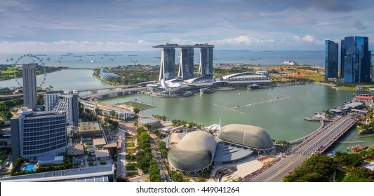 Singapore Skyline. Singapore City In Moring, Day Time.