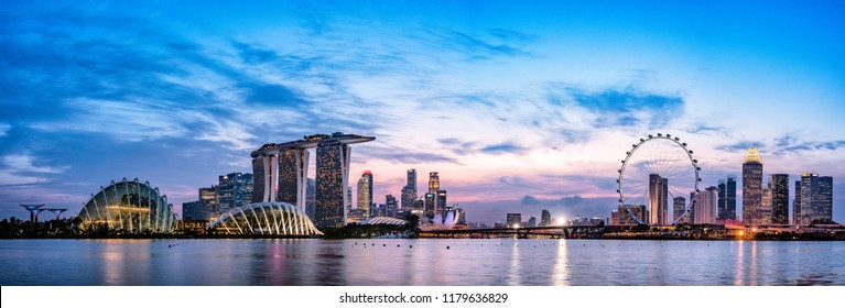 Singapore skyline at dusk - Powered by Shutterstock