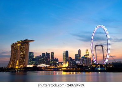 Singapore Skyline at dusk.